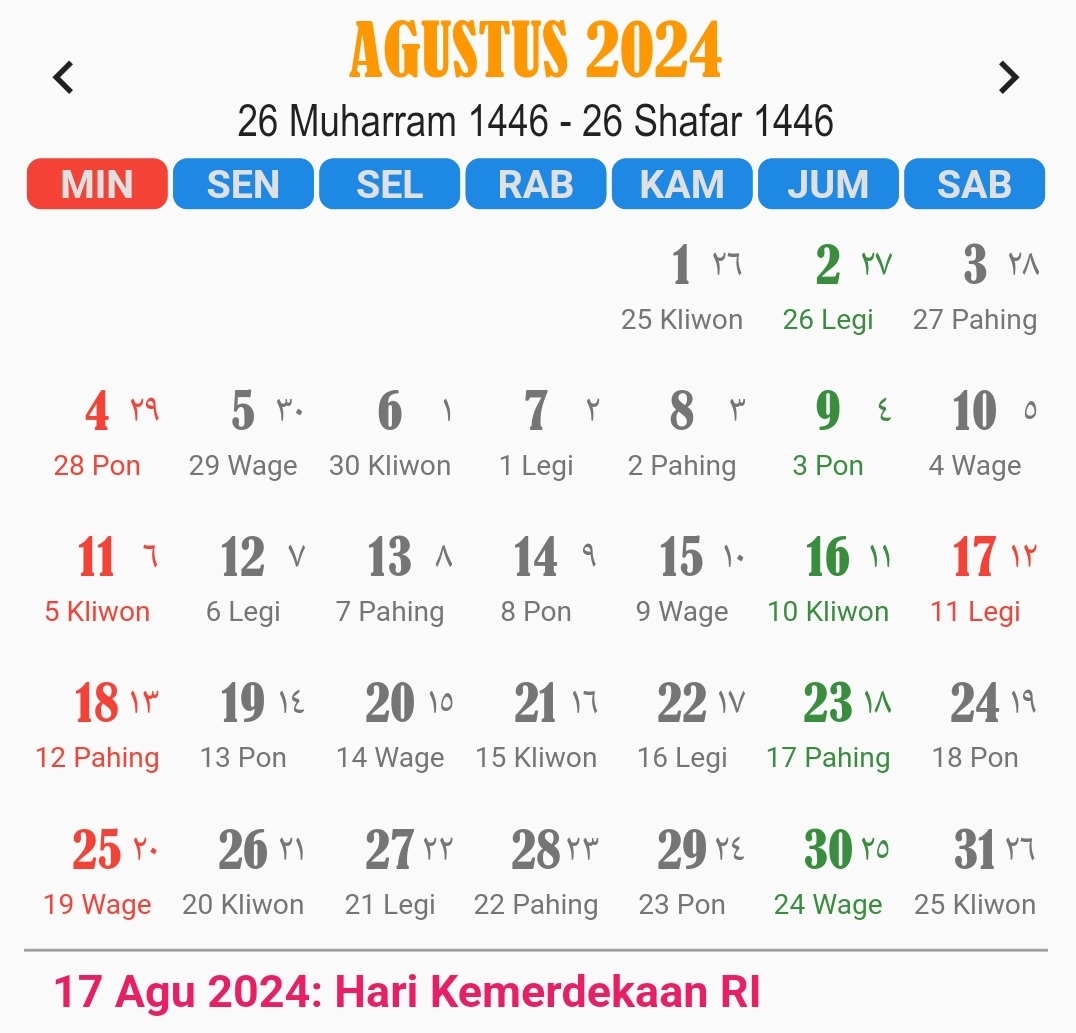 kalender Agustus 2024