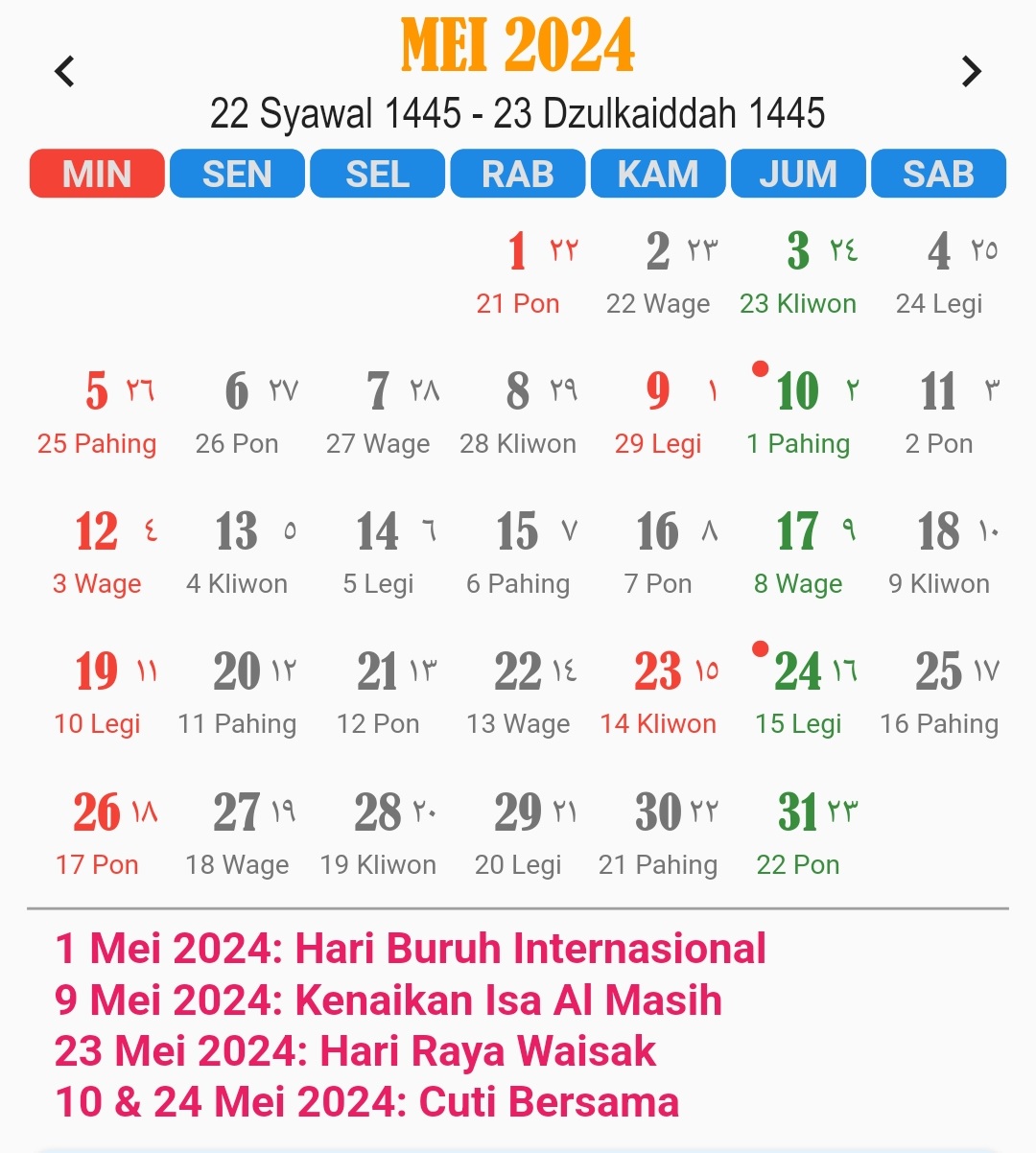 kalender Mei 2024 