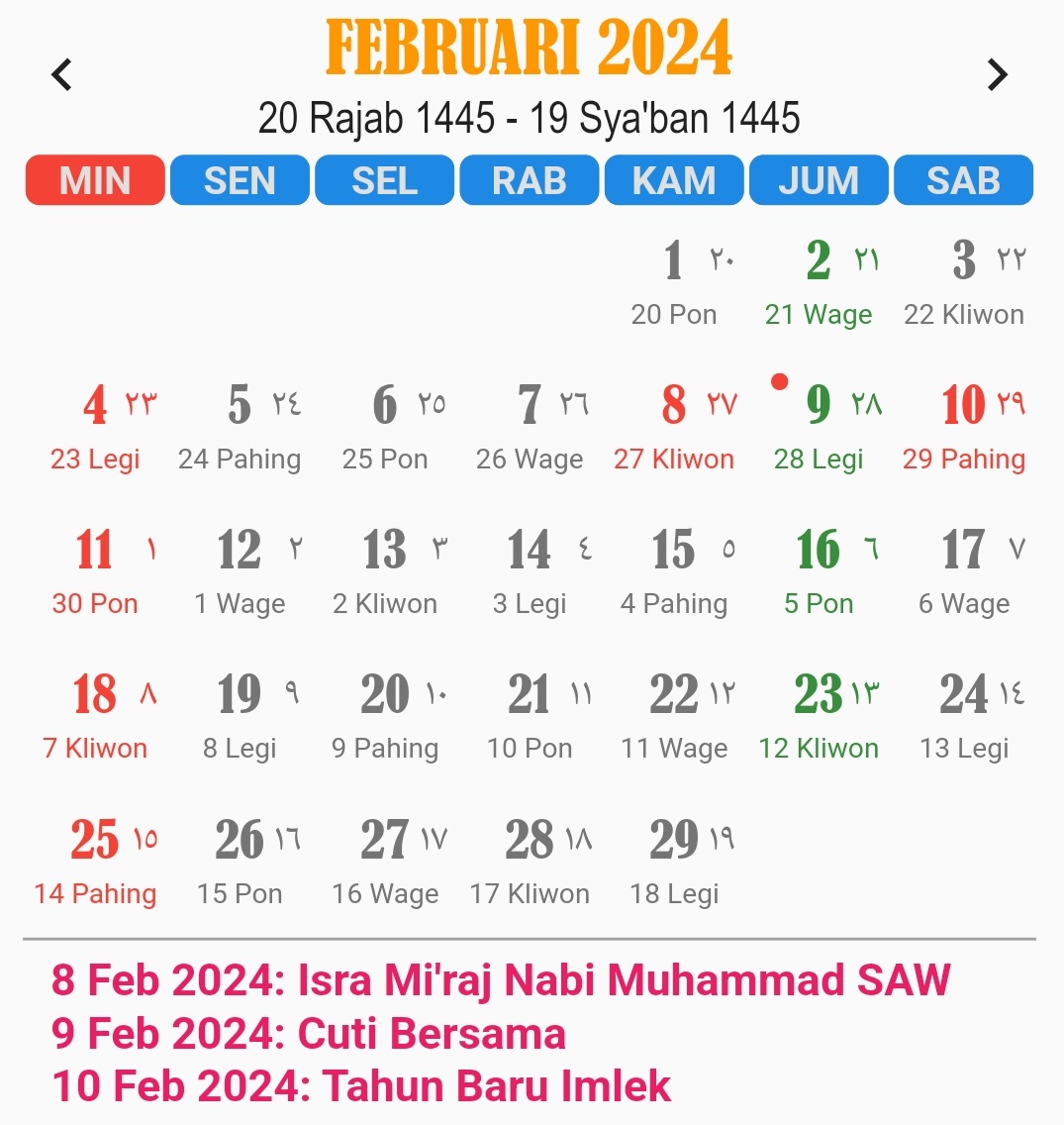 kalender februari 2024
